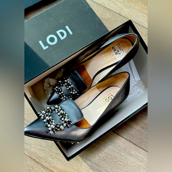 LODI smoke grey leather sexy evening heels - Picture 2 of 14